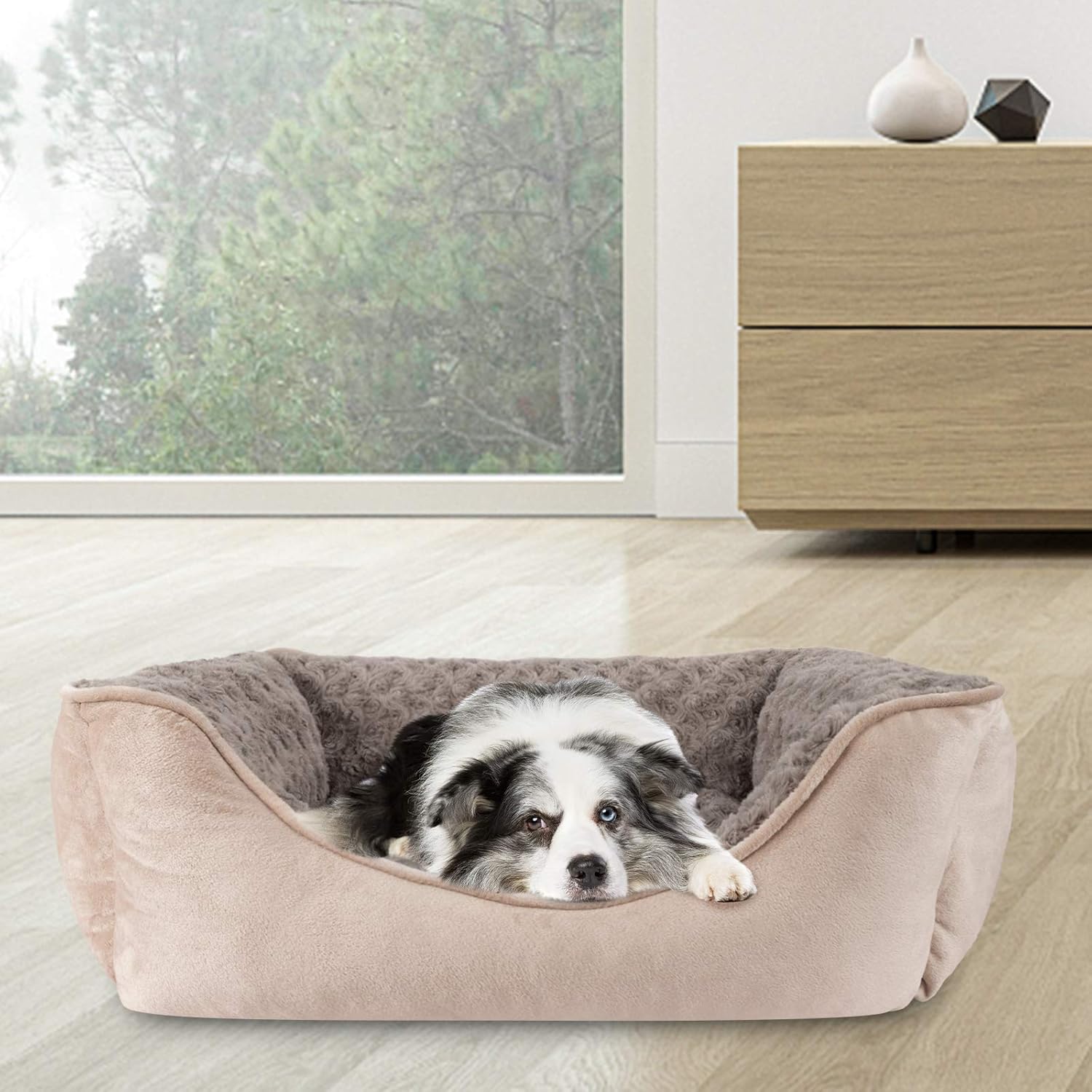 Rectangle Dog Bed for Large Medium Small Dogs - Washable Orthopedic Sofa Bed, Soft Breathable Puppy & Pet Cuddler