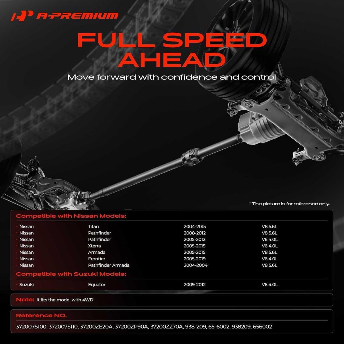 A-Premium Front Drive Shaft Assembly [4WD] Compatible with Nissan, Suzuki
