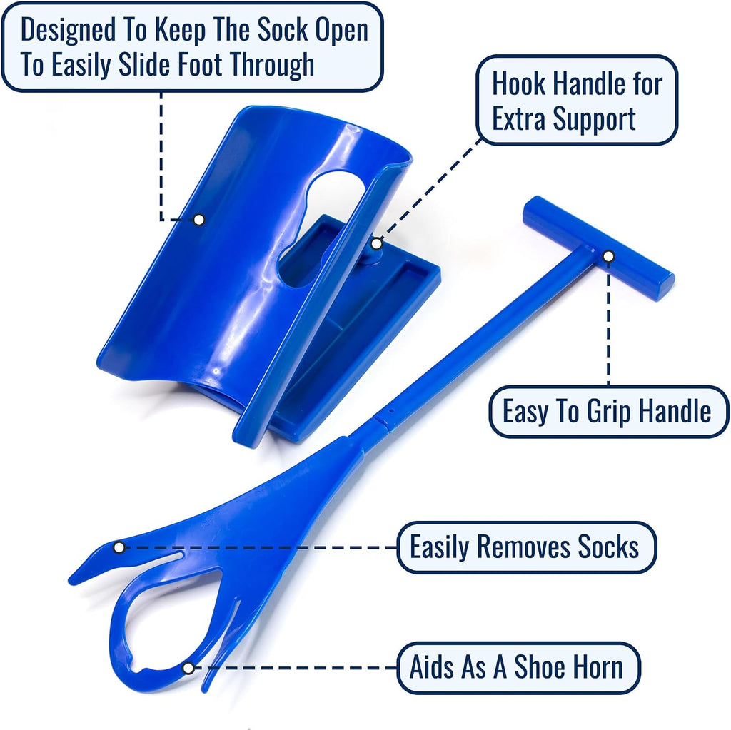 Sock Aid & Shoe Horn, Mobility Aid for Seniors and Those with Limited Movement, FSA & HSA Eligible, 3 Easy Steps