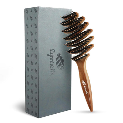 Wet Natural Boar Bristle Hair Brush for Fine Hair - A Great Gift | Smoothing Vented Detangling, Hair Texture, Gentle