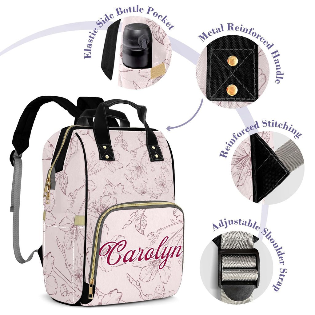 Custom Diaper Bag with Name Personalized Mommy Backpack