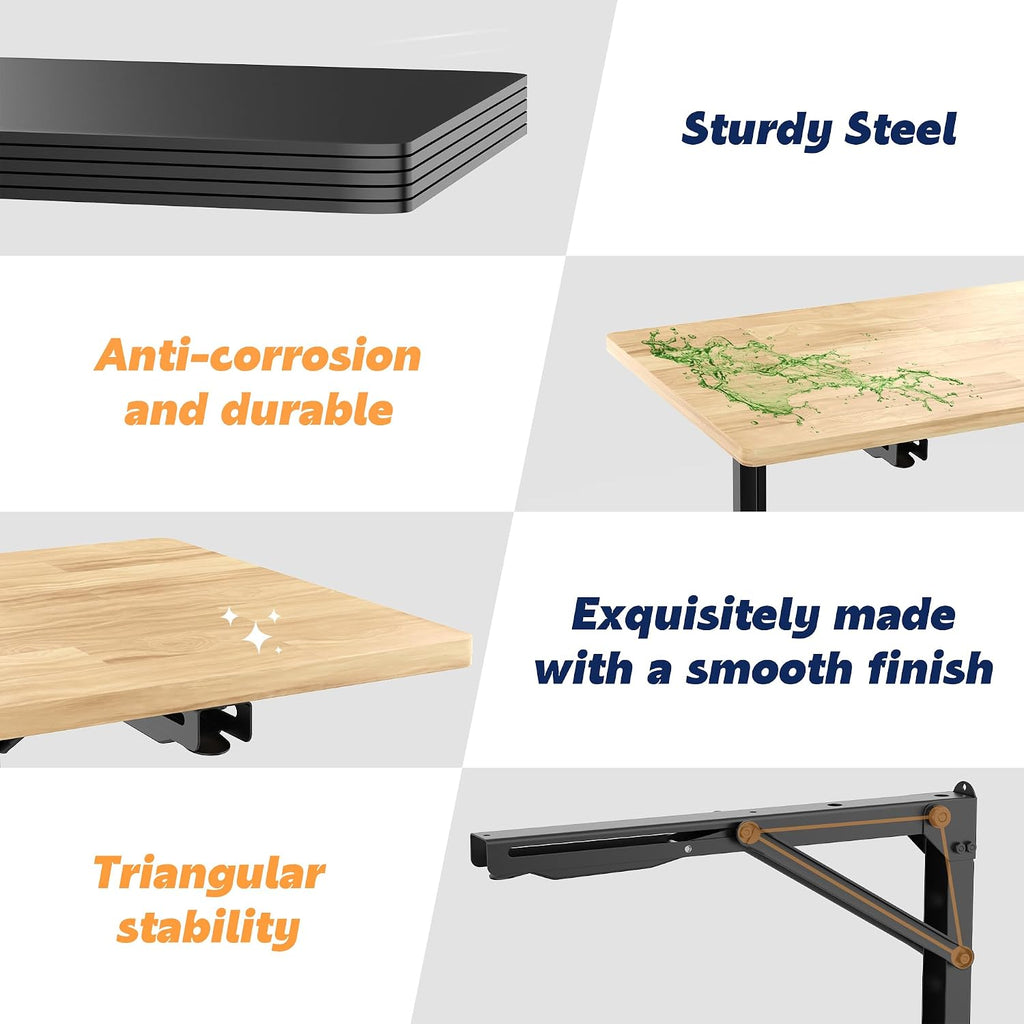 Wall Mounted Folding Workbench, Heavy Duty Foldable Work Table, Collapsible Desk for Workshop, Garage, Office, Home