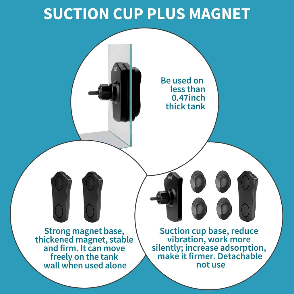 4200GPH Double Head Aquarium Circulation Pump, Quiet 12W Aquarium Wave Maker, with Strong Magnetic Suction Base
