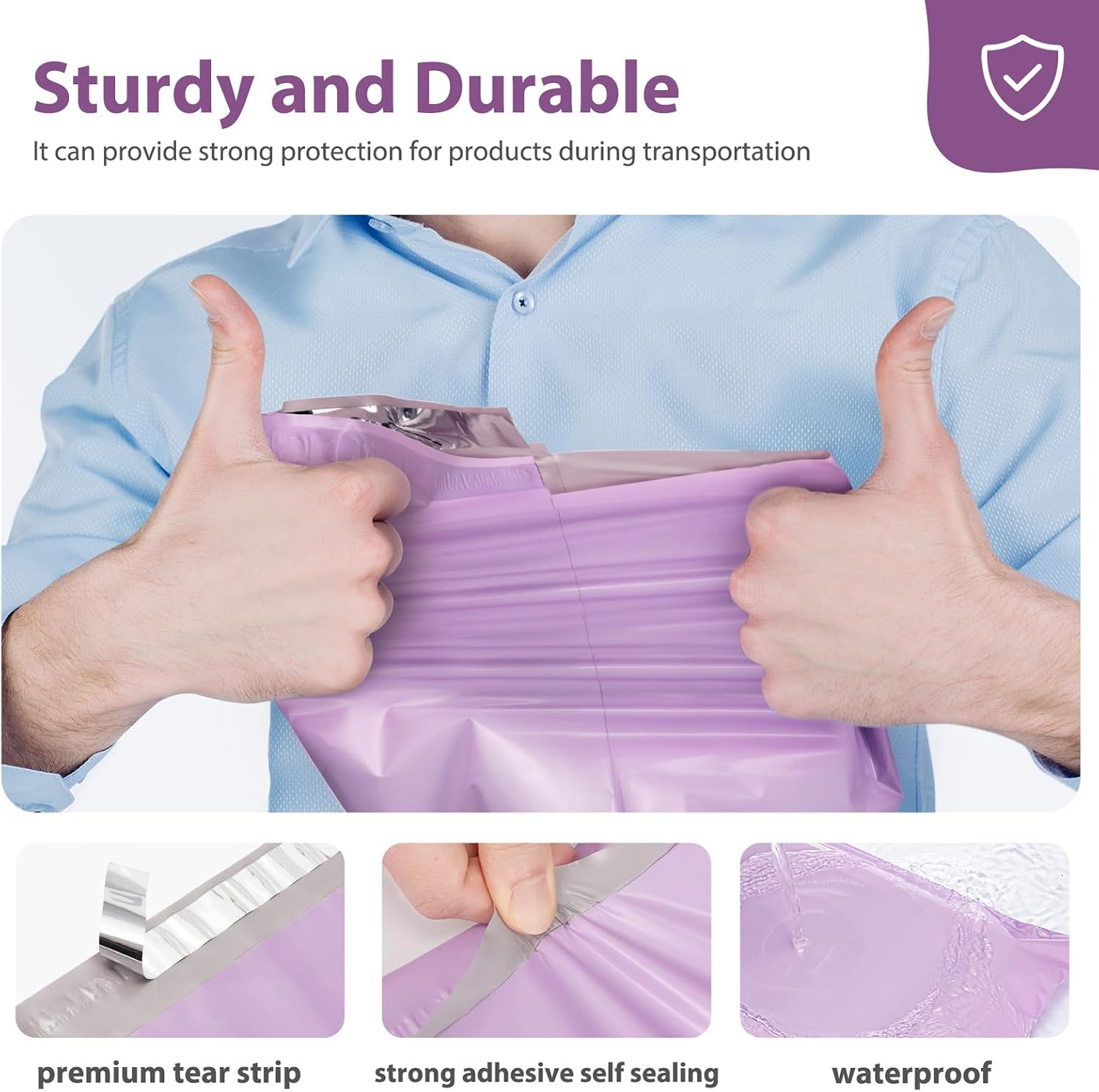 Poly Mailers 12x15.5" 50Pcs,Shipping Bags For Clothing,Light Purple | Strong Adhesive Packaging Mailers Poly