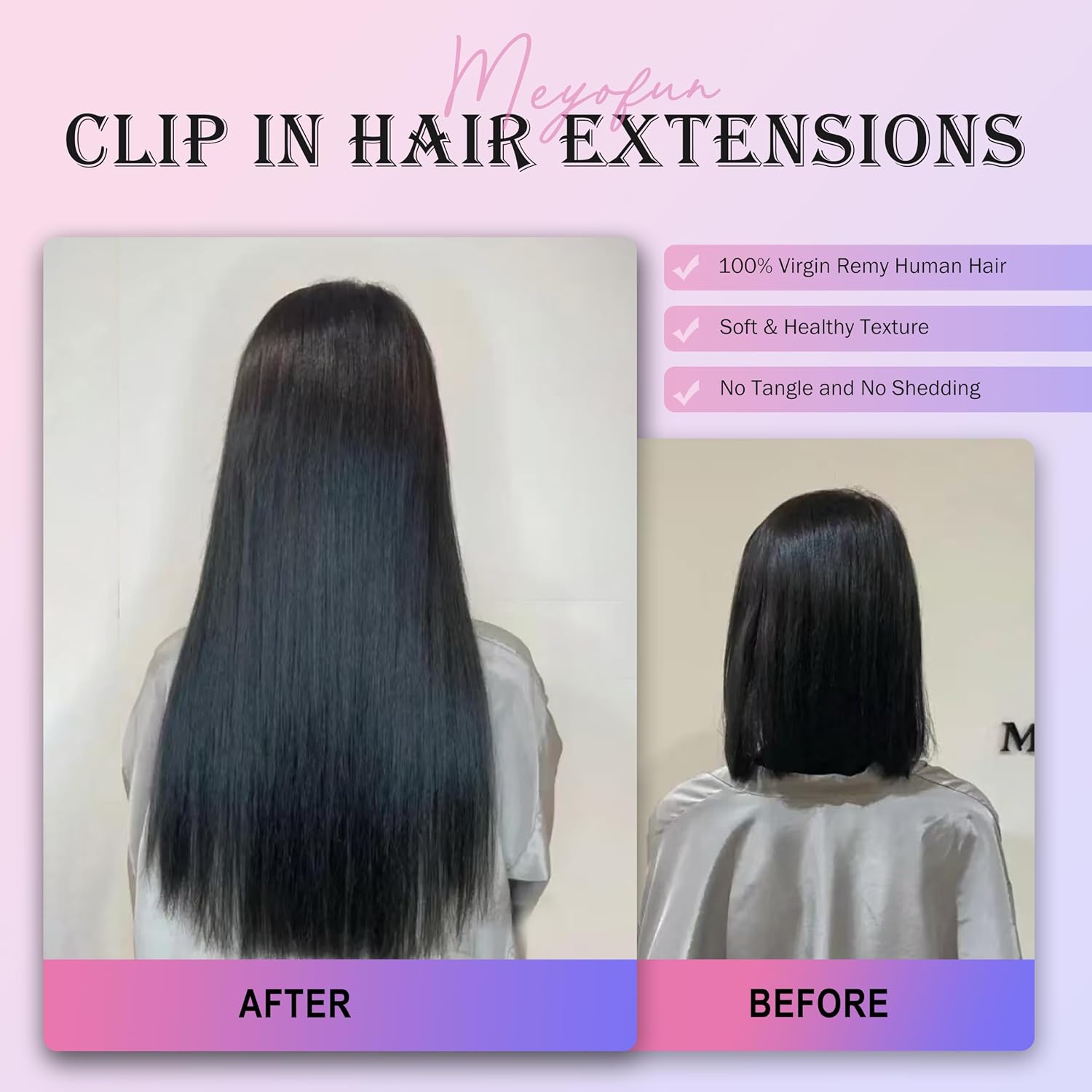 Clip in Hair Extensions Real Human Hair, 20 Inch 8Pcs 105g, 1B Black | Invisible Seamless Straight Remy Human Hair