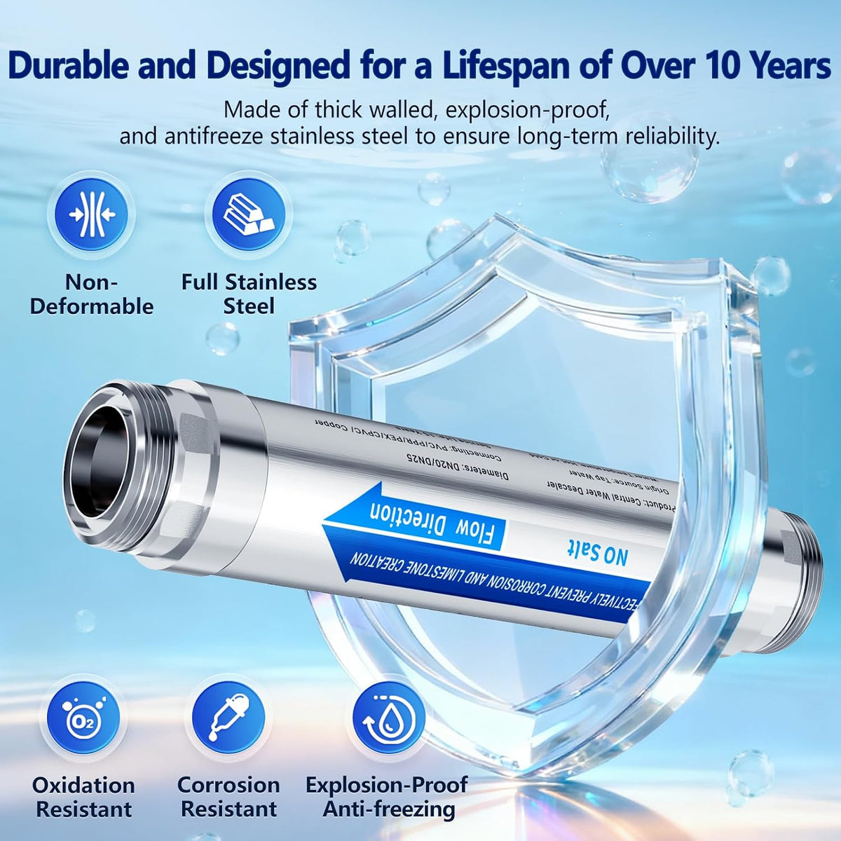 Scale Water Softener System,Salt-Free Water Descaler Whole House