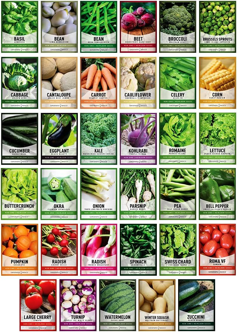 Survival Vegetable Seeds Garden Kit Over 16,000 Seeds Non-GMO and Heirloom, Great for Emergency Bugout Survival Gear