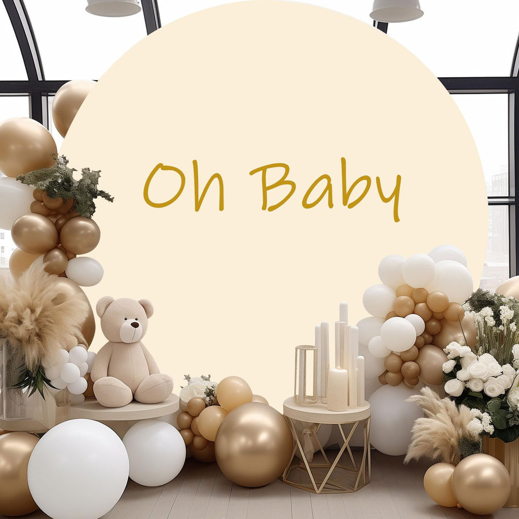 6.5FT Beige Round Backdrop Cover, Circle Arch Backgound Stand Cover