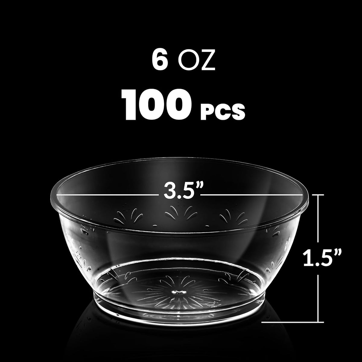 6 Oz Clear Mini Plastic Dessert Bowls (100-Pack) Disposable Serving Bowls