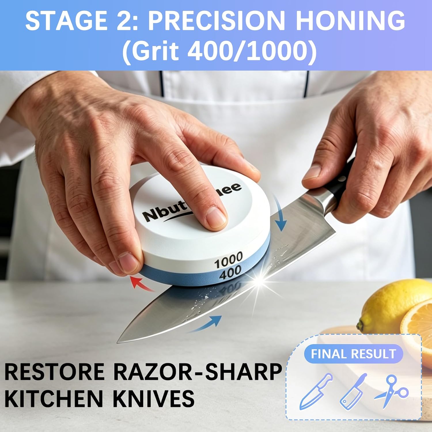 Sharpening Stones, 2-Pack Dual Grit Whetstones 180/320 & 400/1000 | Sharpener for Knives & Tools, Portable Whetstone