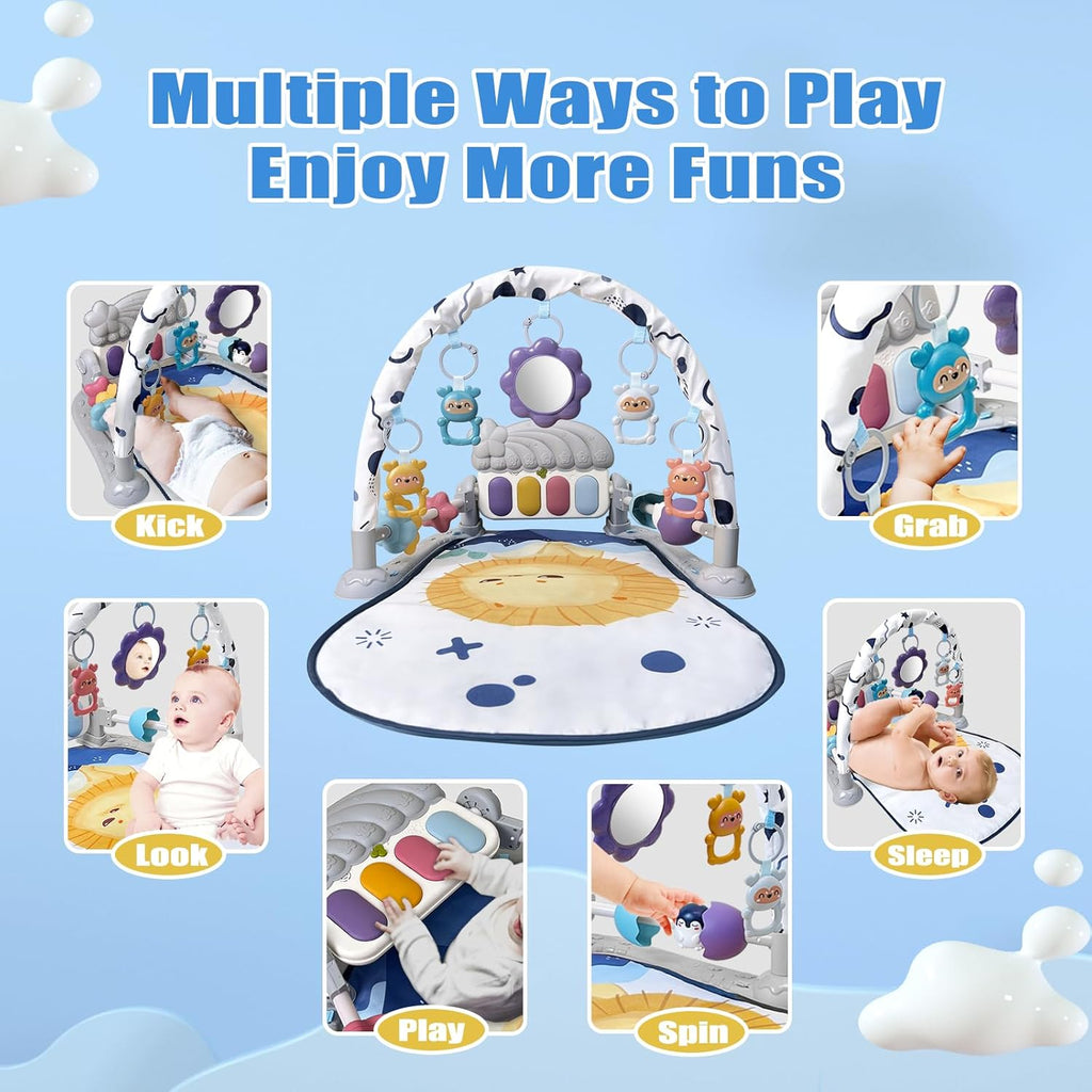 Baby Play Gym Mat, Baby Gym Activity Center, Kick and Play Piano with Music and Light, Tummy Time Toys for Newborn
