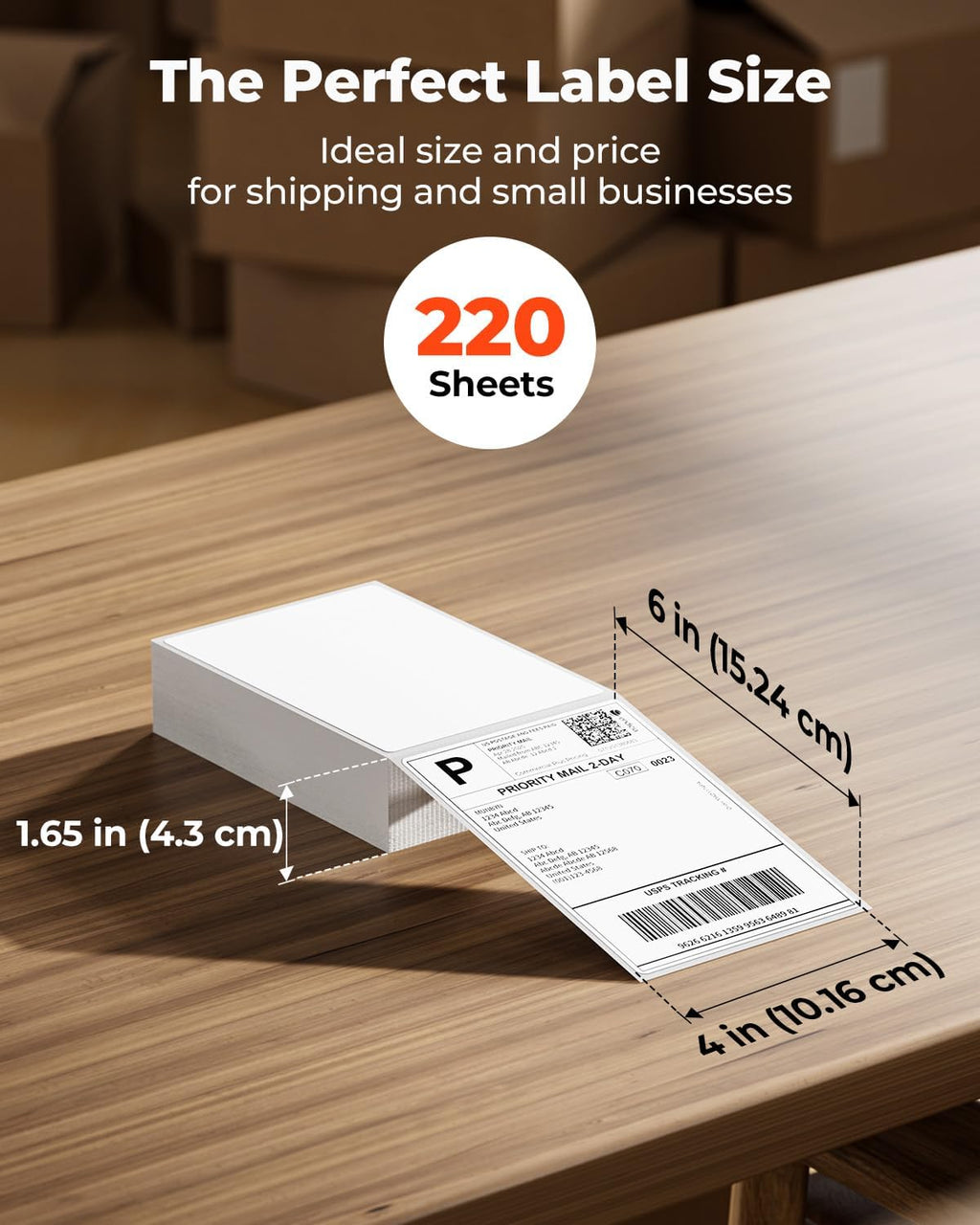 4x6 Thermal Printer Labels, Commercial Grade, 220 Sheets/Stack | 4"x6" Fanfold Shipping Labels, No BPA and BPS, Print