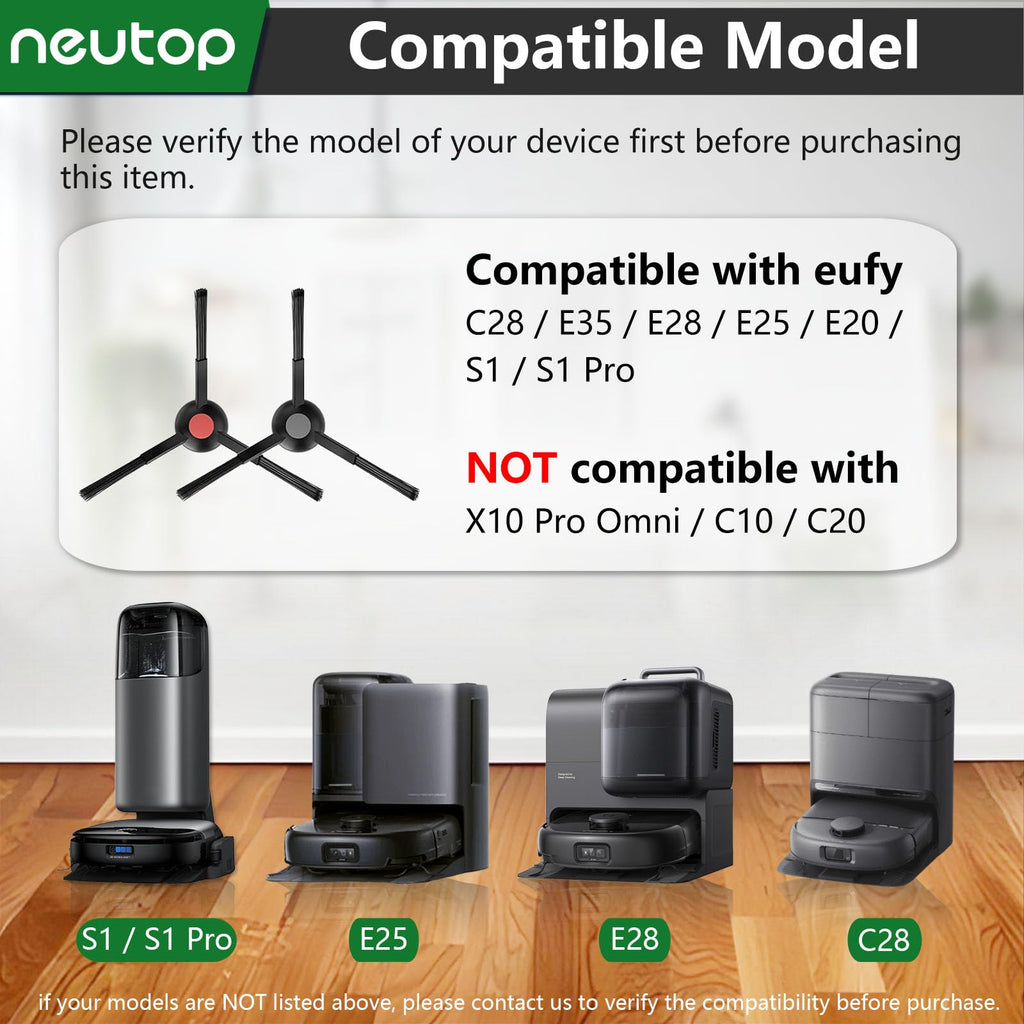 neutop Side Brushes for eufy S1 S1 Pro E20 E25 E28 E35 C28, 12-Pack
