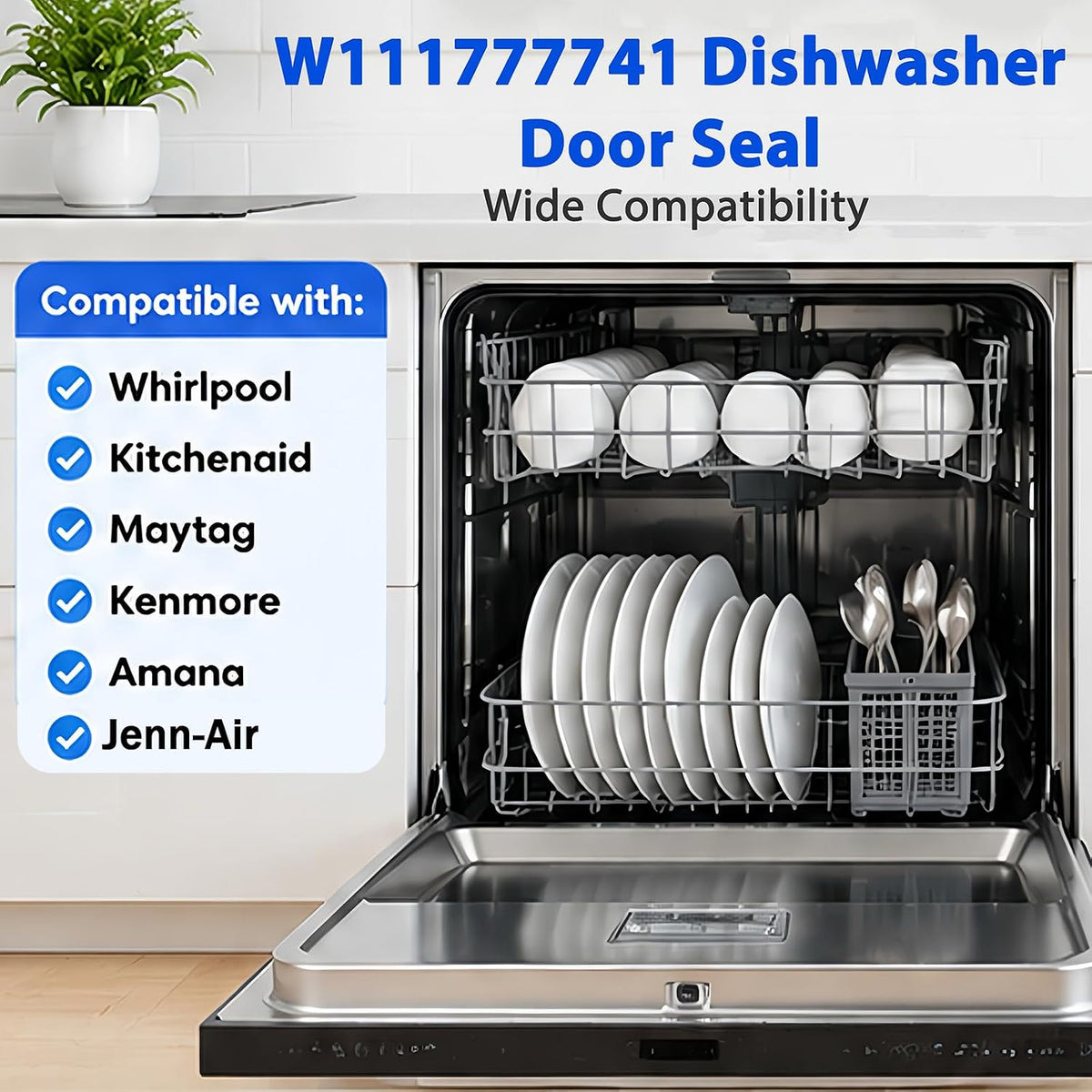 W11177741 Dishwasher Door Seal Fit Whirlpool Maytag KitchenAid Kenmore