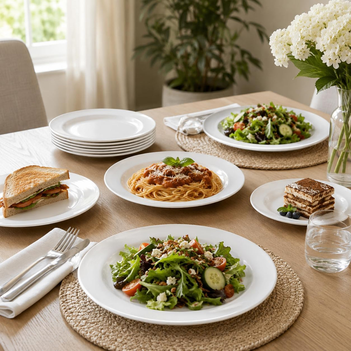 10.75" Melamine Round Dinner Plates, 6-Piece Plate Sets