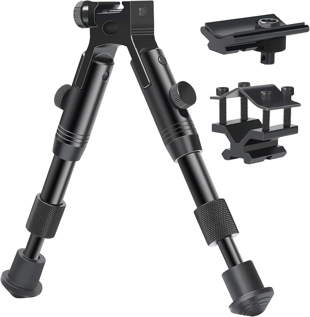 3 in 1 Tactical Riflebipod + Rail Mount Adapter + Barrel Clamp Adjustable Height from 6.5" to 7.0" for Hunting | with