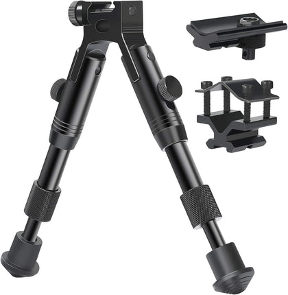 3 in 1 Tactical Riflebipod + Rail Mount Adapter + Barrel Clamp Adjustable Height from 6.5" to 7.0" for Hunting | with
