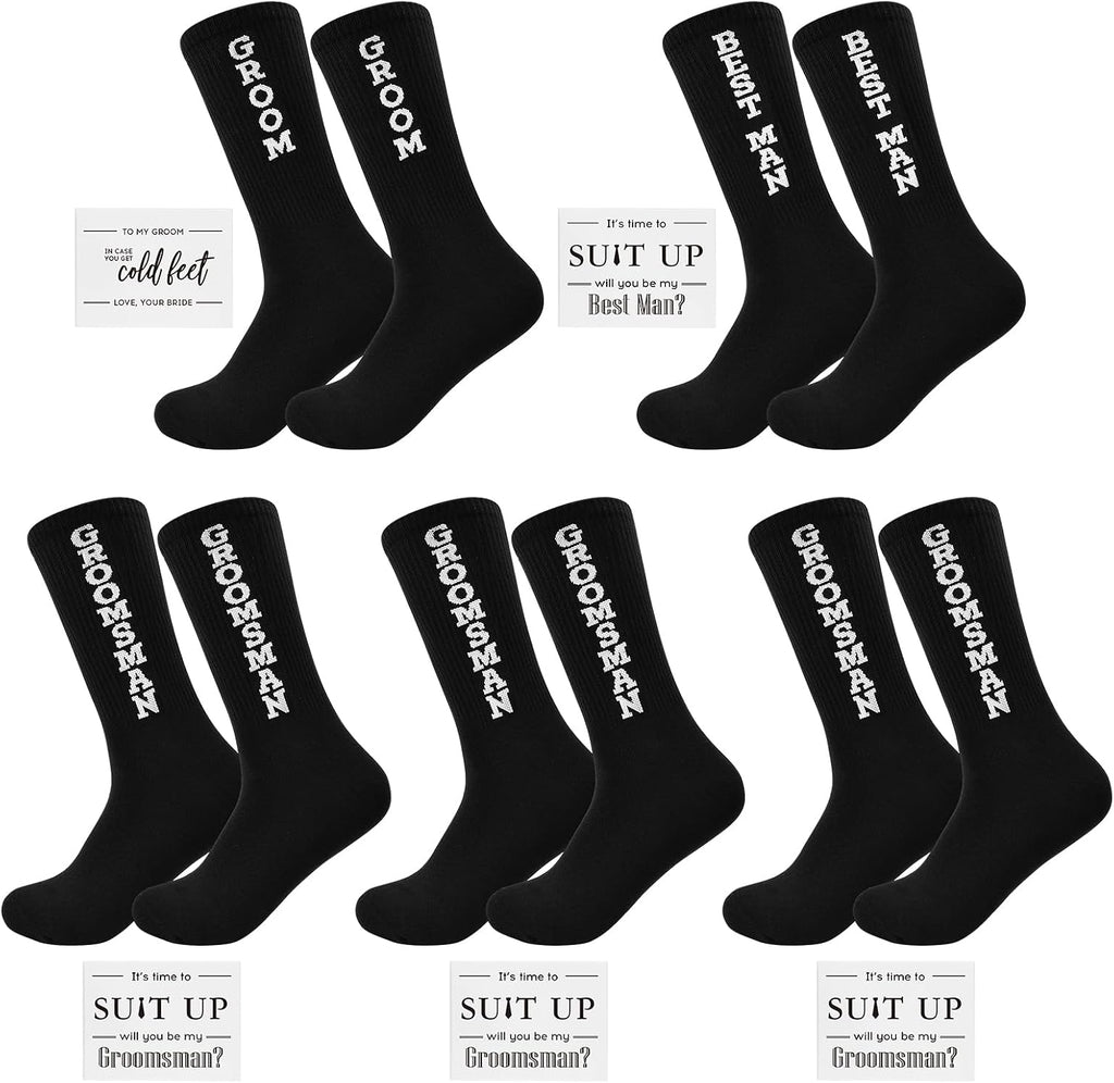 Groomsmen Socks Groomsmen Gifts for Wedding Bachelor Proposal Wedding Socks for Groom Groomsman Usher Black Cotton