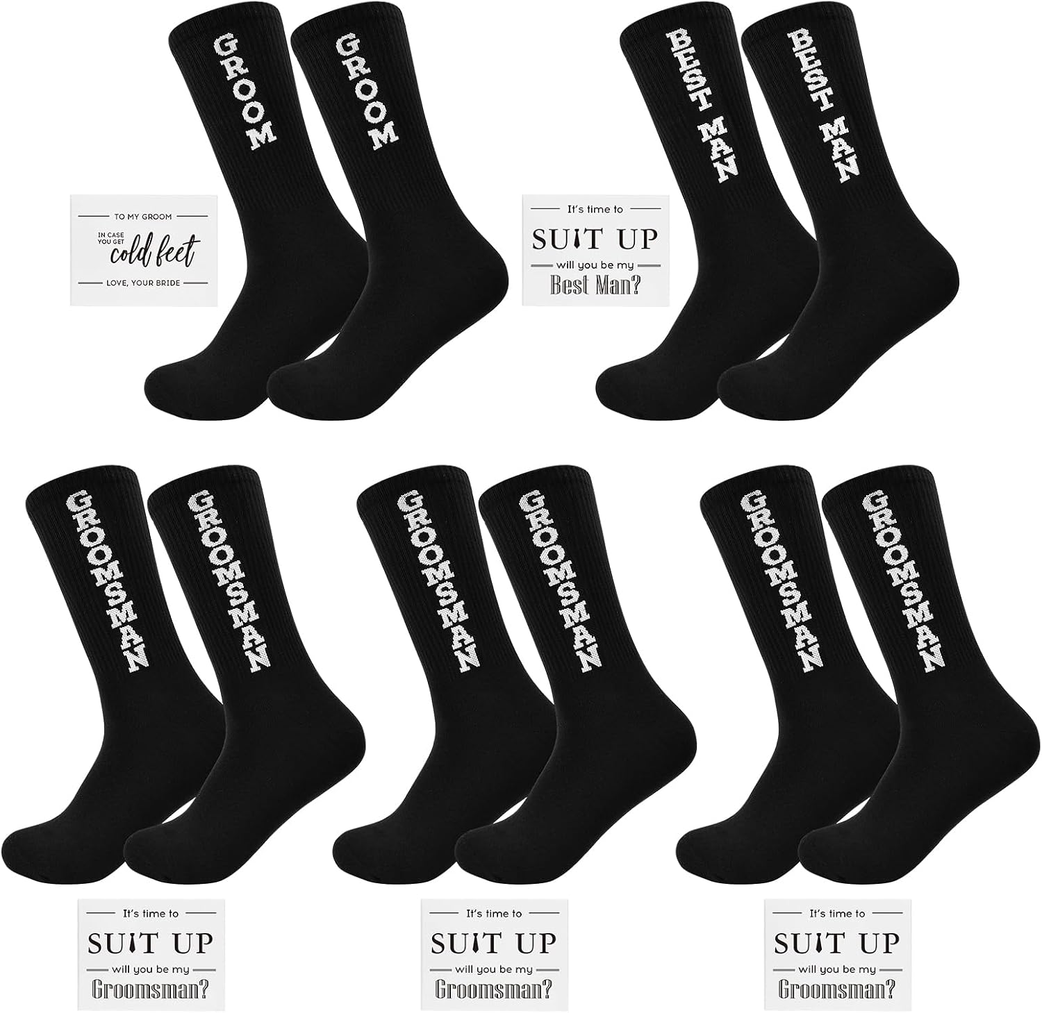 Groomsmen Socks Groomsmen Gifts for Wedding Bachelor Proposal Wedding Socks for Groom Groomsman Usher Black Cotton