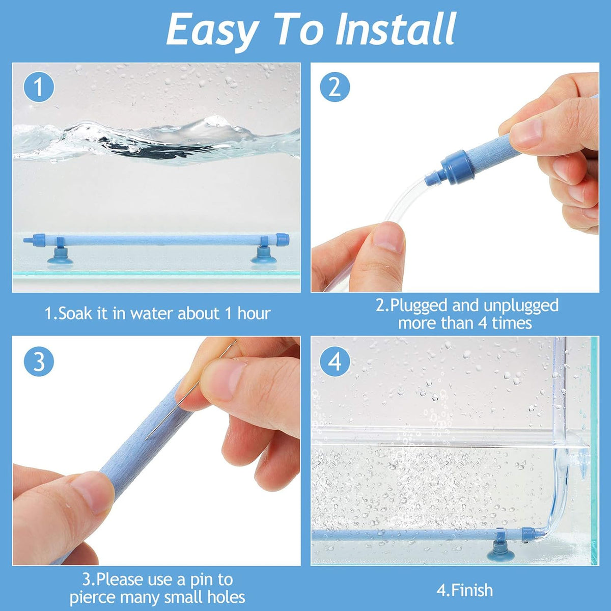 4 Pieces Aquarium Bubble Wall Air Stone Bar 10 Inch Fish Tank Bubble Release Diffuser Bar Tube for Fish Tank Aquarium