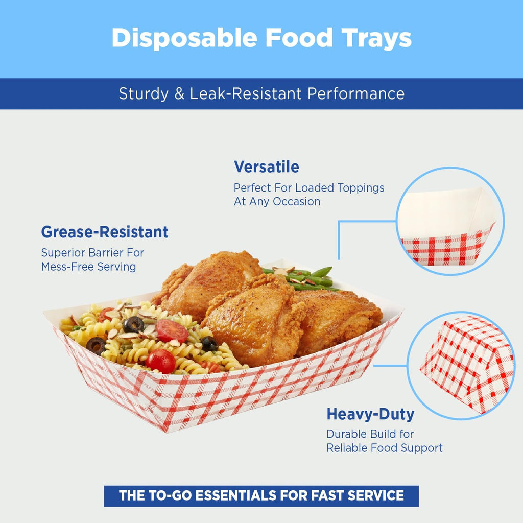 [2 lb - 1,000ct Paper Food Trays, Sturdy Disposable Food Boats