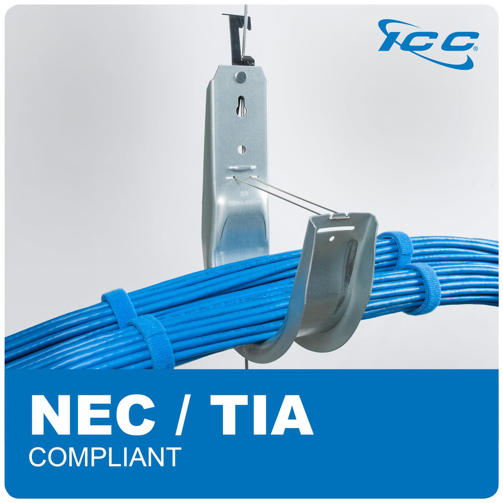 ICC 2-Inch Batwing J Hook Cable Management, Retainer Clip, 25-Pack