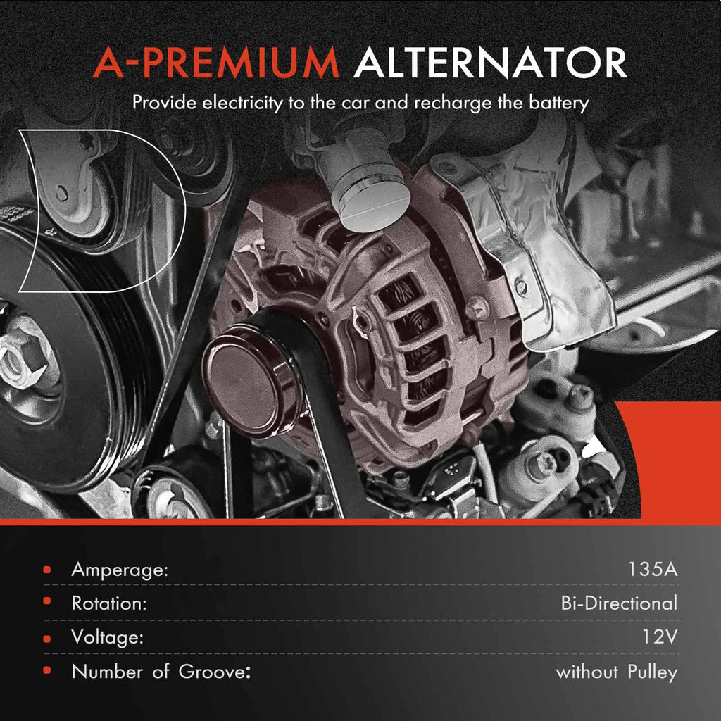 A-Premium Alternator, 12V 135A, Compatible with Freightliner