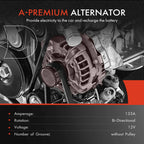 A-Premium Alternator, 12V 135A, Compatible with Freightliner