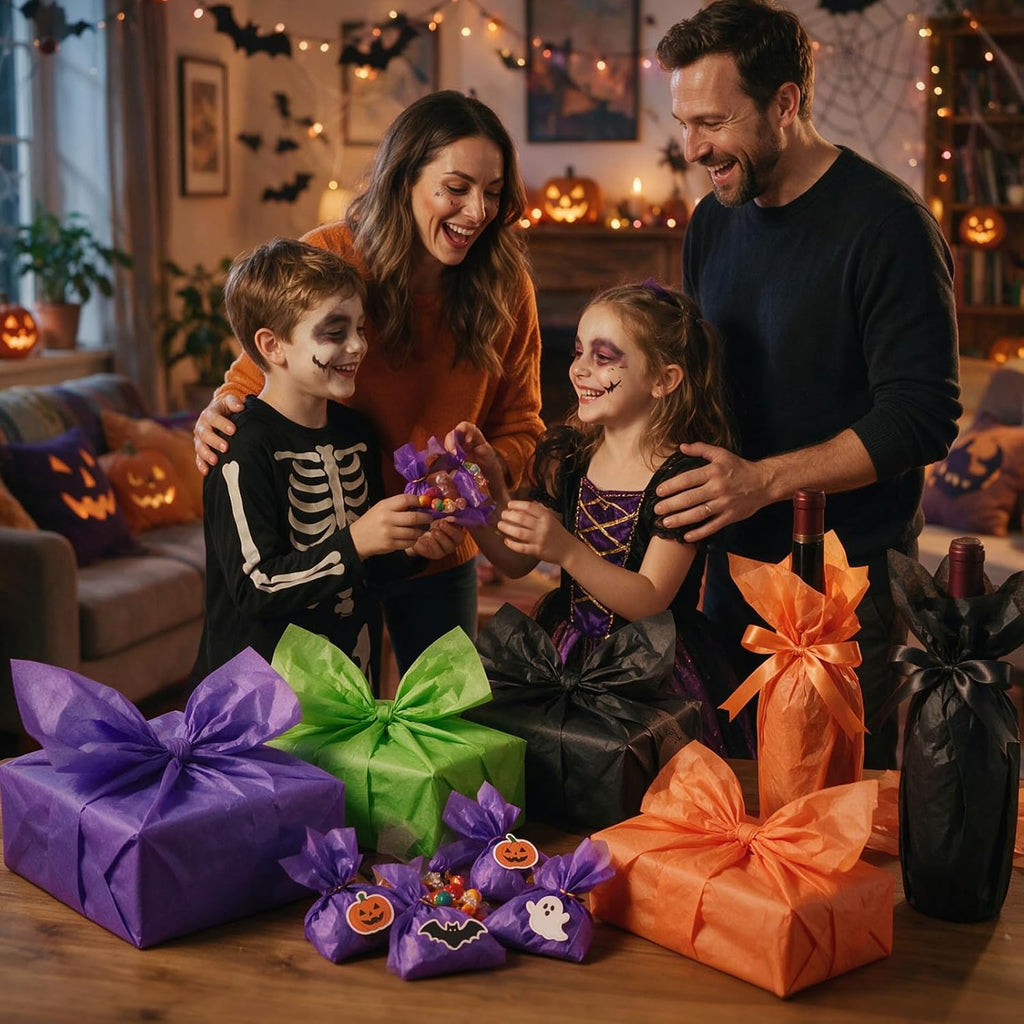 160 Sheets Halloween Tissue Paper,4-Color 14"X20" Tissue Paper Bulk