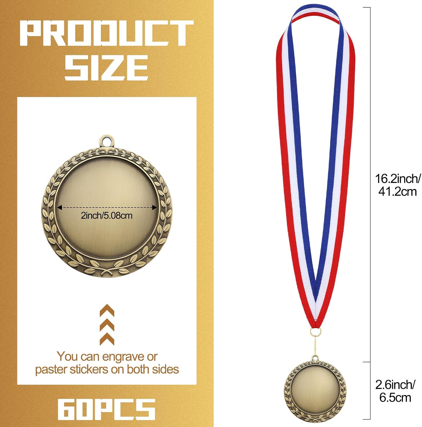Blank Award Medals with Neck Ribbons Create Your Own Medals Kit Cheer Medal Winner Medal Participation Trophy Metal