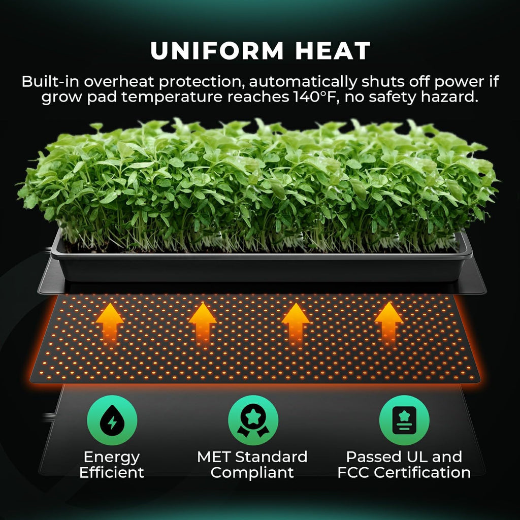 10''x 20.75'' Seedling Heat Mat with Thermostat Combo Set，Heating Pad for for Germination, Indoor Gardening, Greenhouse