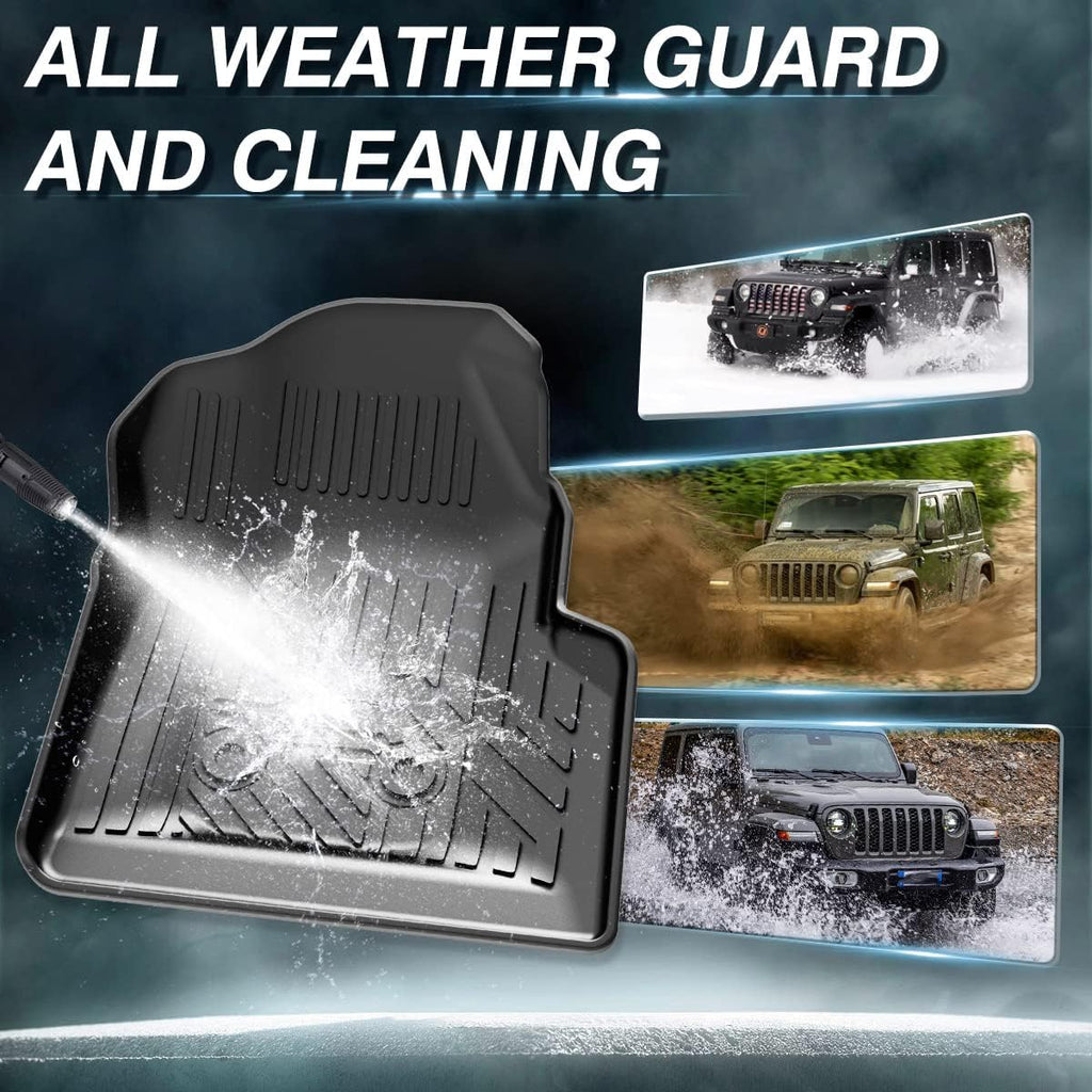 Floor Mats for Jeep Wrangler TJ 1997-2006, TPE All Weather Floor Liners Front Row 2PCS, Waterproof Rubber Car Mats for Wrangler TJ Accessories, Black