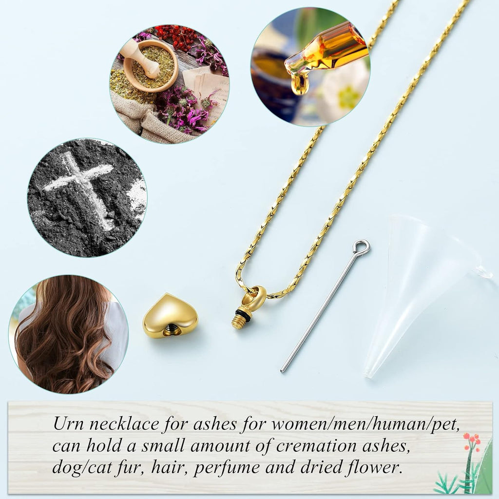 Small Heart Urn Necklace for Ashes Cremation Jewelry for Women Stainless Steel Pendant Memorial Ash Holder Loved Ones