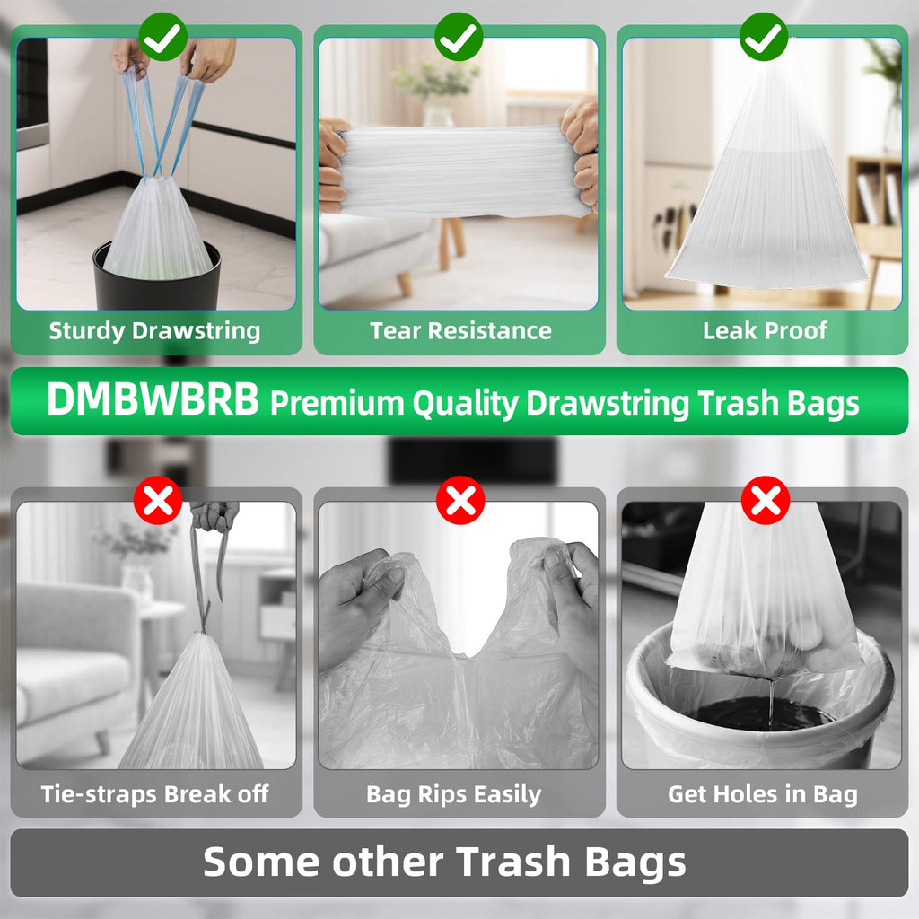 4 Gal Small Trash Bags, Unscented Drawstring, 51 Ct for Bathroom