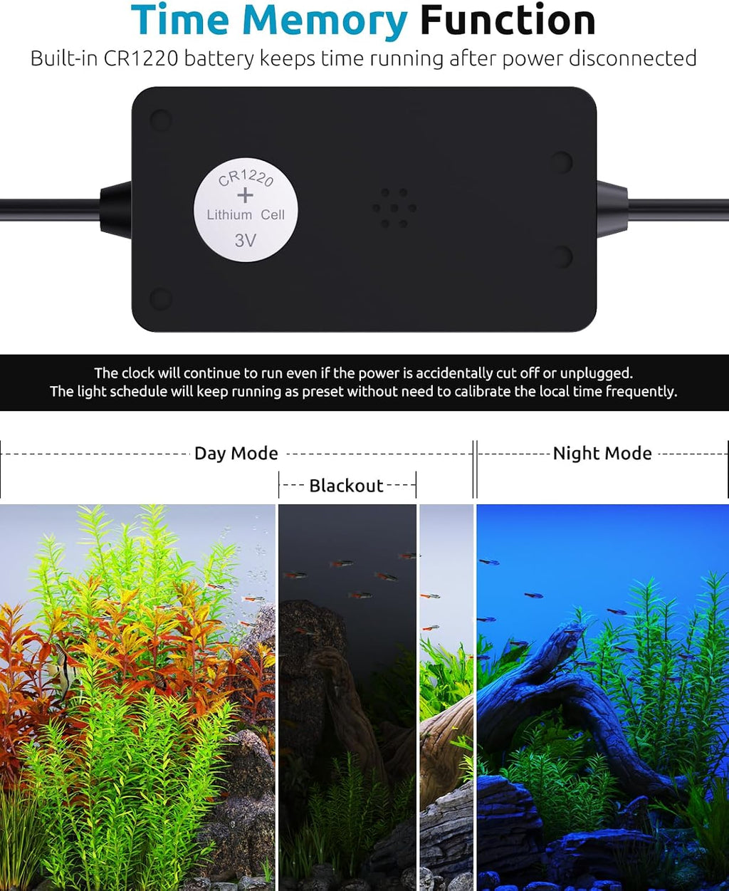 Full Spectrum Aquarium Light with 24/7 Timer for 12-18in Fish Tank | high PAR LEDs for plant growth, 3 timers +