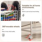 Laundry Basket with Wheels,80L Wire Rolling Laundry Basket with Pull Handle,White High Laundry Cart for Laundry