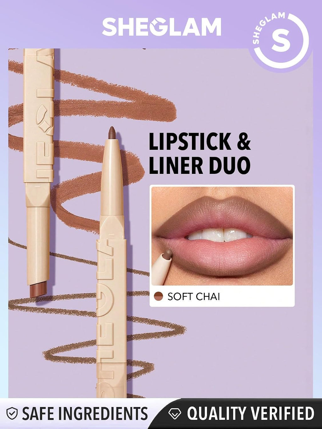 2 In 1 Matte Lip Liner and Long Lasting Lipstick Set Makeup - Soft Chai