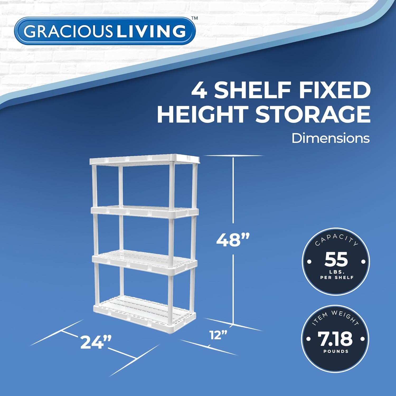 4 Shelf Knect-A-Shelf Ventilated Light Duty Storage Home Organizer with Adjustable Shelves for Garage, Basement, and