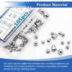 105Pcs 304 Stainless Steel SAE Acorn Nuts Assortment Kit