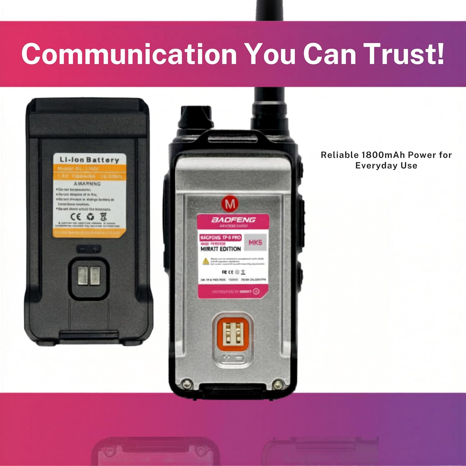 UV-5R (New Version TP8Pro) Two-Way Radio, Handheld Amateur Ham Transceiver, USB-C Rechargeable, 1800mAh Battery, Dual