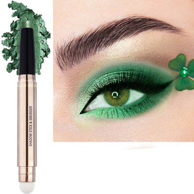 Bright Green Eyeshadow Stick Makeup, Long-Lasting Waterproof Eye Shadow Pencil, Hypoallergenic Smudge-Proof Glitter