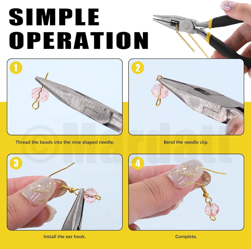 Jewelry Making Supplies Kit: 1468Pcs Including Pliers, Wires, Jump Ring Opener, Tweezers & Accessories for Jewelry