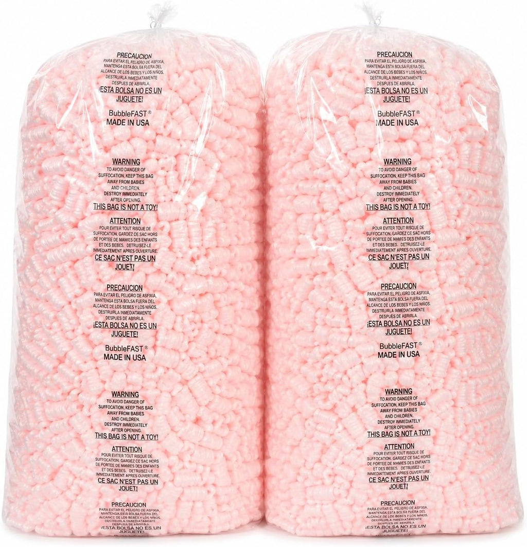 ! Brand 7 cu ft (45 gallons) Pink Anti Static Packing Peanuts Popcorn (Two 3.5 cu ft Bags)