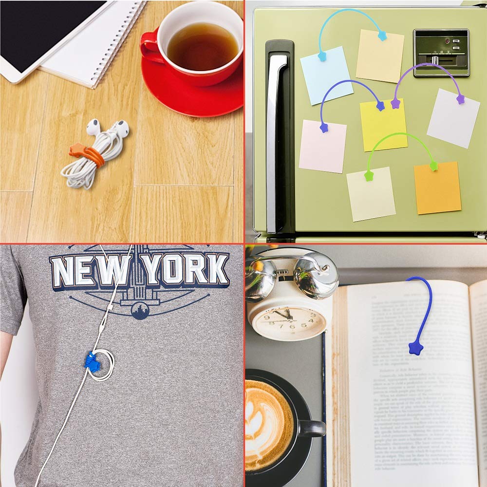 Reusable Silicone Twist Ties, 7.48'' Magnetic Cable Ties with Strong Magnet for Organizing Cables, Hanging Stuff, USB