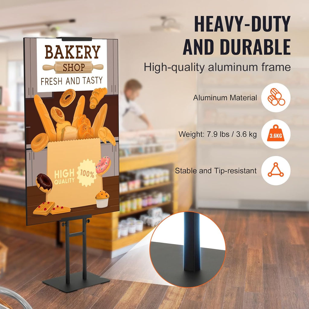 Poster Stand, Adjustable Height Up to 75", Double-Sided Heavy Duty Pedestal Sign Holder, Floor Standing Sign Holder