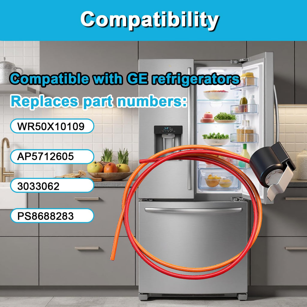 Refrigerator Freezer Defrost Thermostat Compatible with GE Refrigerators Replace#: WR50X10108 WR50X10109 AP5712605 3033062 PS8688283
