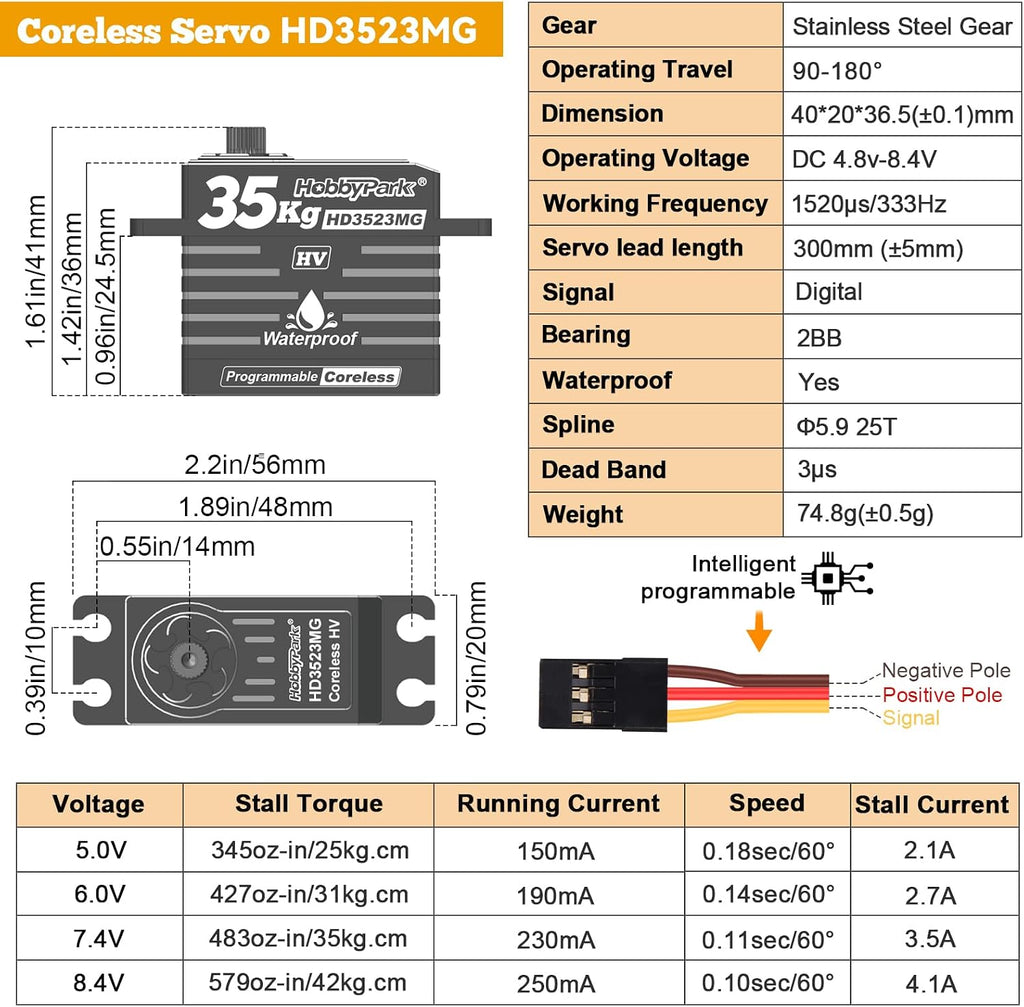 Waterproof RC Servo High Torque Coreless Motor Metal Gear Digital Servo Aluminum Case Parts for 1/8 1/10 RC Crawler