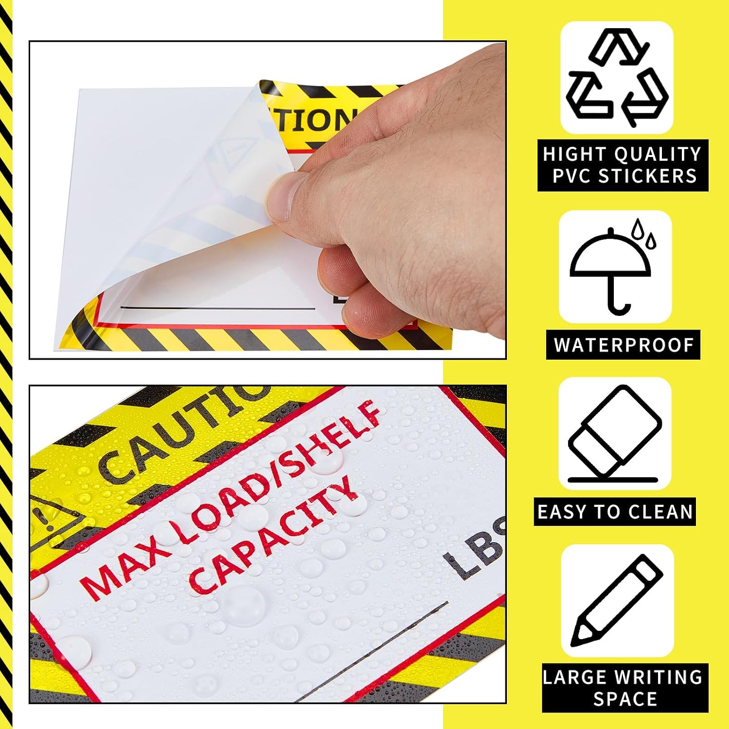 100 Pcs Pallet Rack Capacity Labels 3 x 4 Inches Pallet Racking Caution Max Load Shelf LBS Warning Stickers Bright