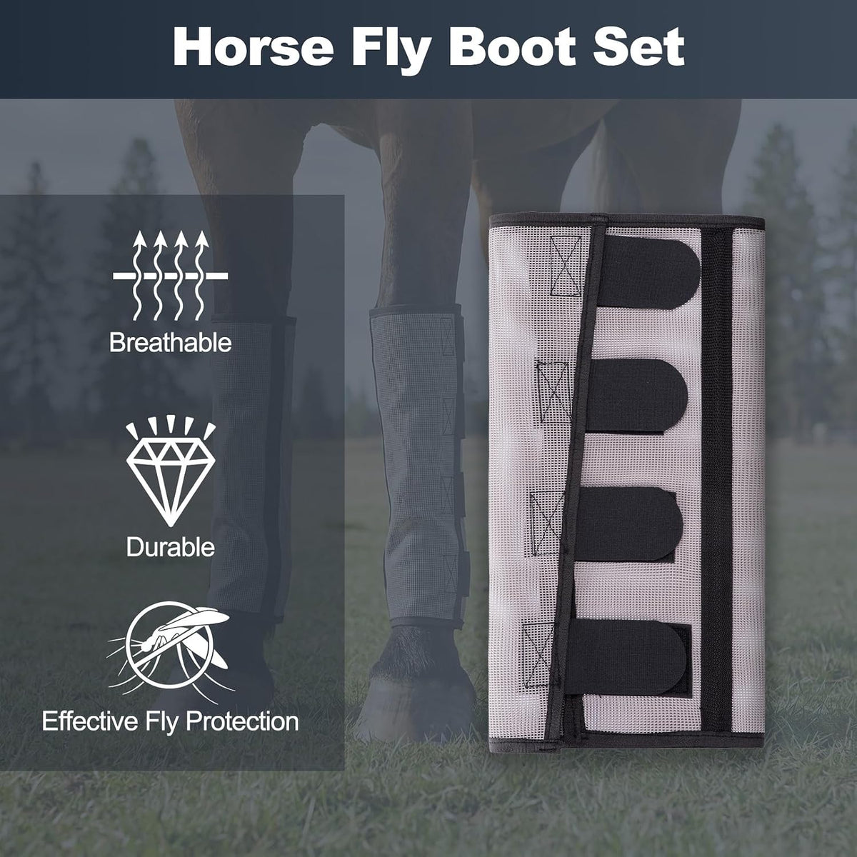 Fly Boots for Horses Set of Four Plastic Loose Fitting Leggings