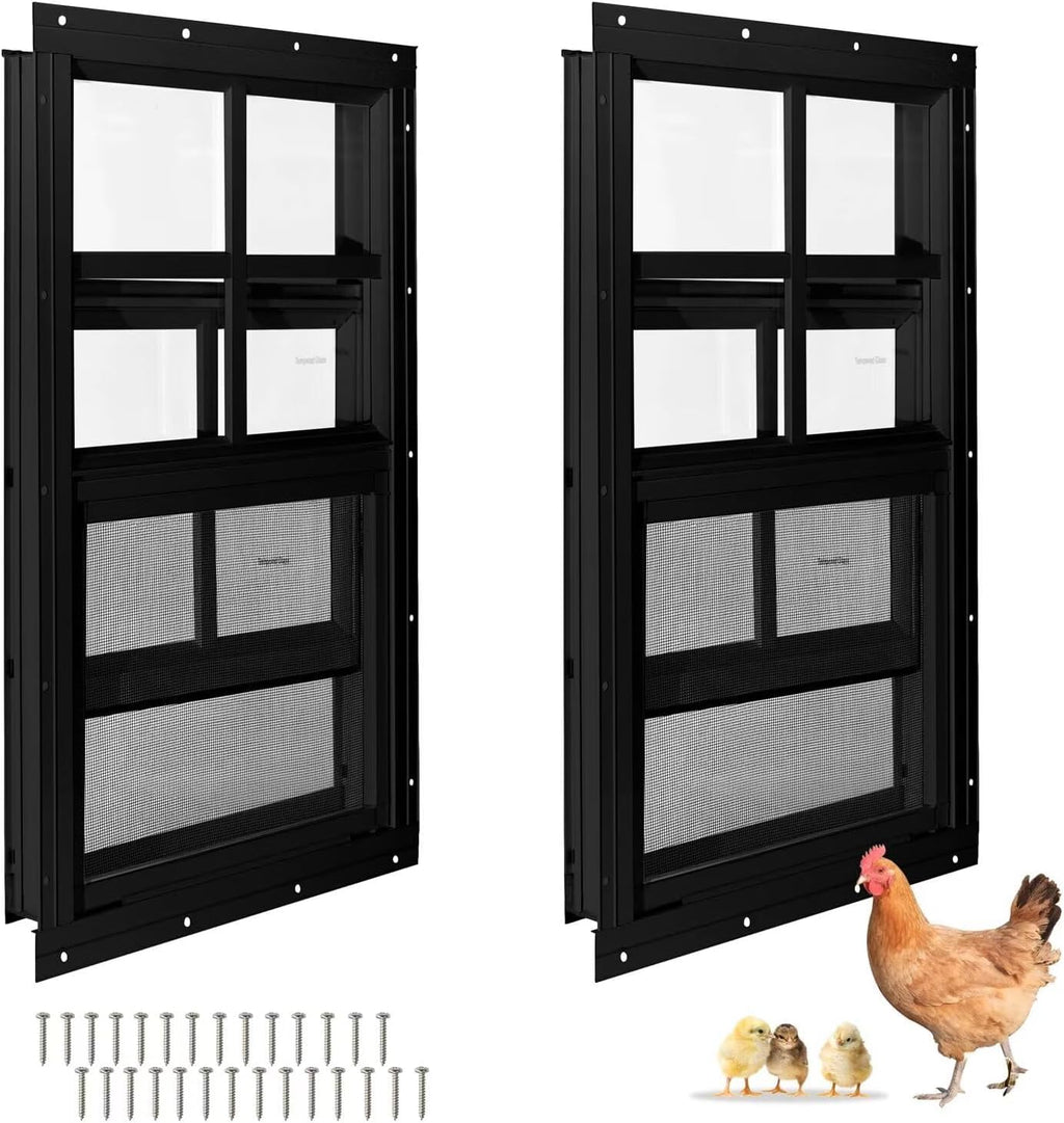 12" x 18" 2 Pack Shed Windows, Black